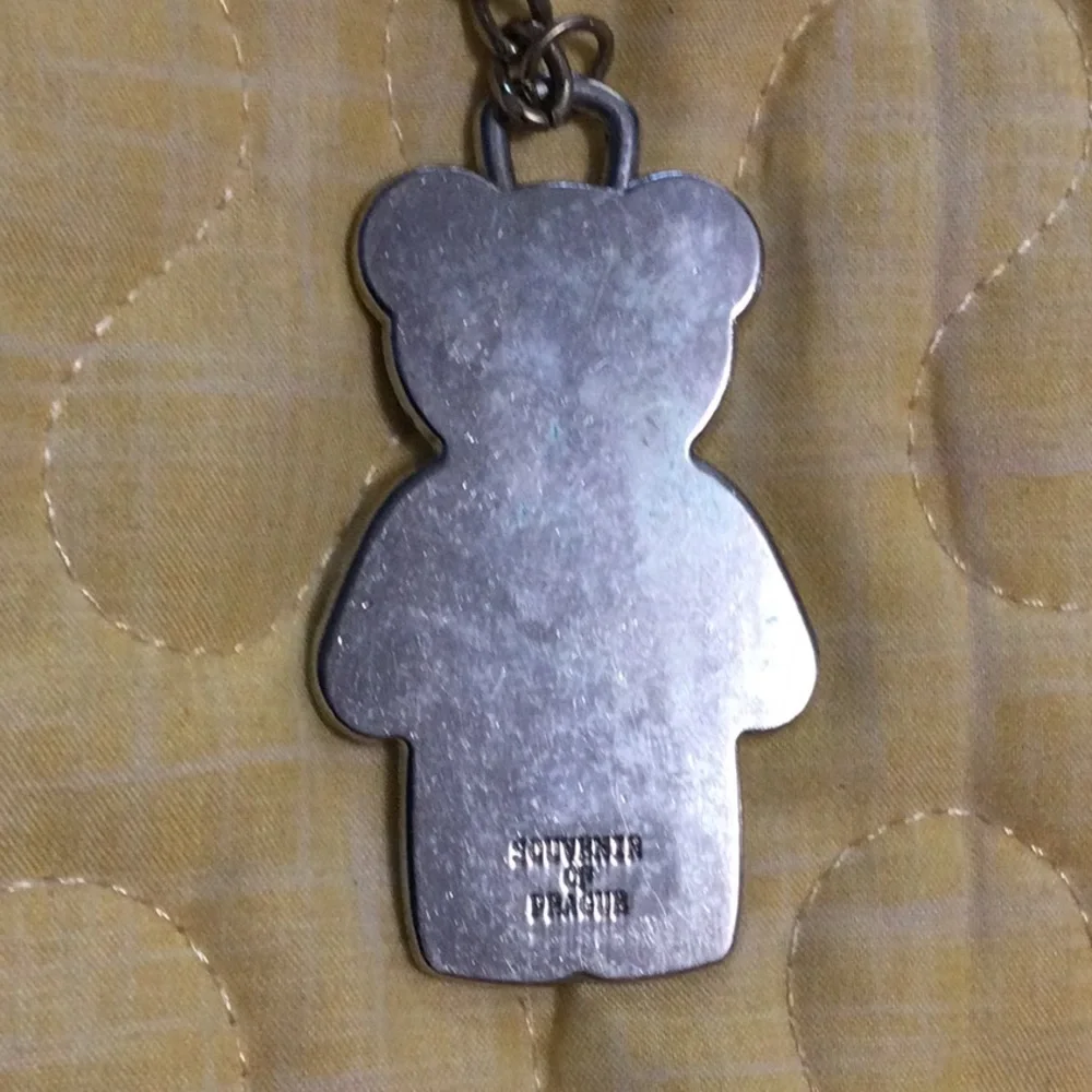I Love Prague Metal Keychain with gem eyes